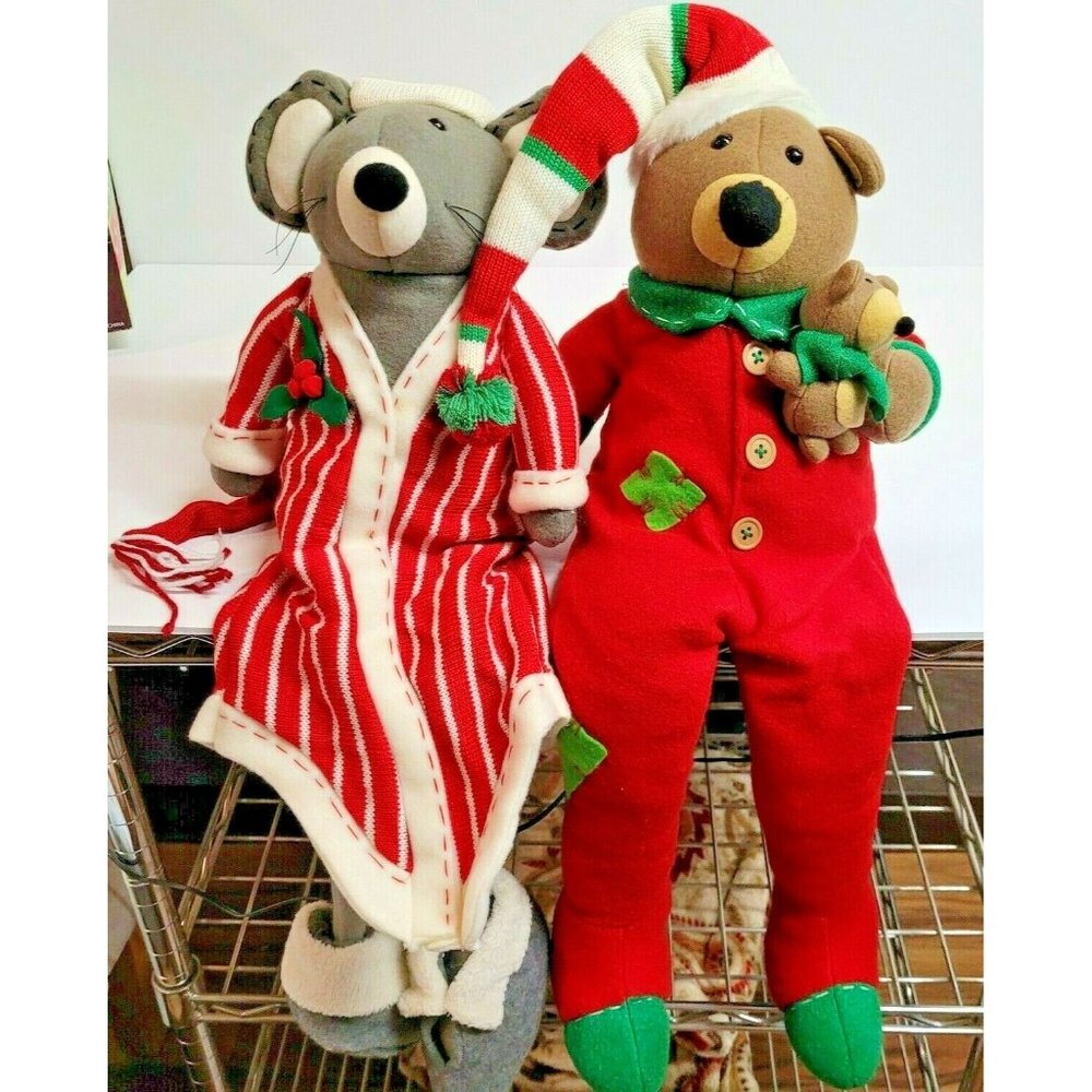 Shelf Sitters Mouse and Teddy Bear  22'' Stuffed Christmas Decor 915993 Costco